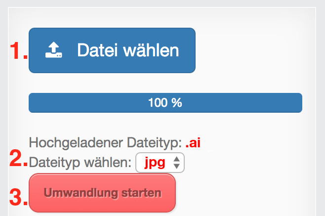 AI in JPG Dateien online Konvertieren